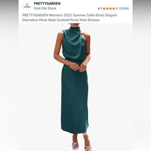 Elegant Satin Dress Dark Green